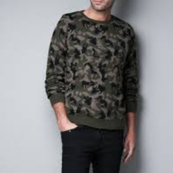 ZARA MAN CAMO WAFFLE KNIT LONGSLEEVE - Picture 1 of 5